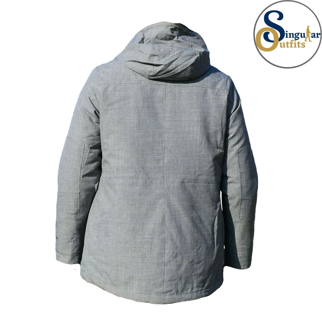Chamarra Fina de Hombre SO-OR-L1326 Gray Singular Outfits Free Country Removable Double Linen Men's Jacket Back