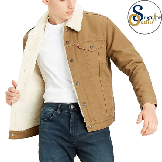 Chamarra Fina de Hombre TM-LM8RC530 Mustard Singular Outfits Faux Wool Men's Jacket Front