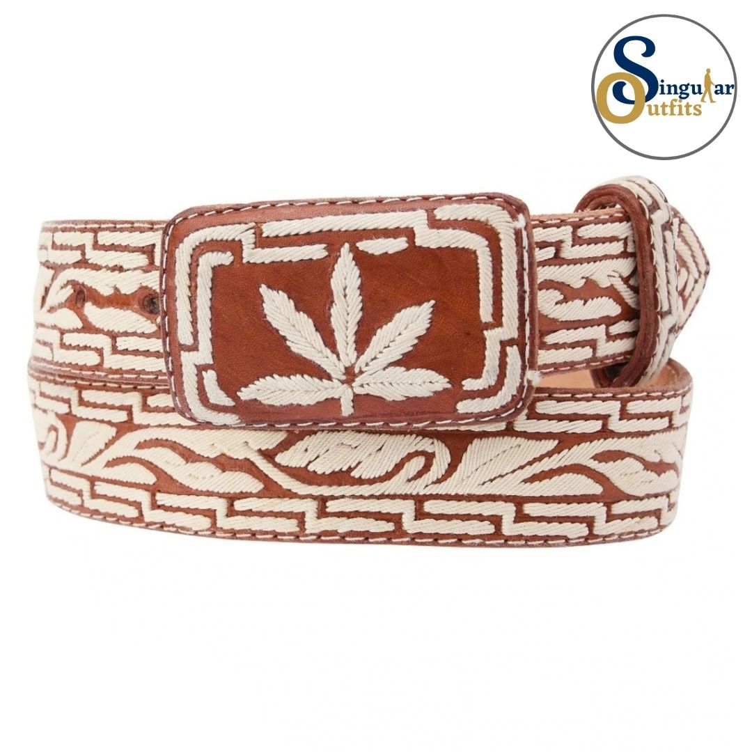 Cinto charro bordado de piel imitación de pita para hombre SO-TM13201 embroidered charro leather belt for men