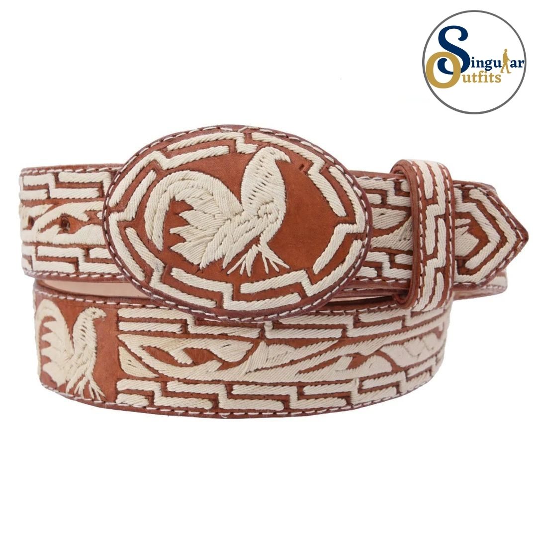 Cinto charro bordado de piel imitación de pita para hombre SO-TM13203 embroidered charro leather belt for men