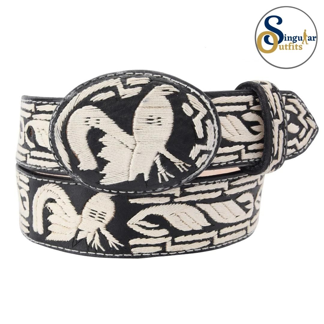 Cinto charro bordado de piel imitación de pita para hombre SO-TM13209 embroidered charro leather belt for men