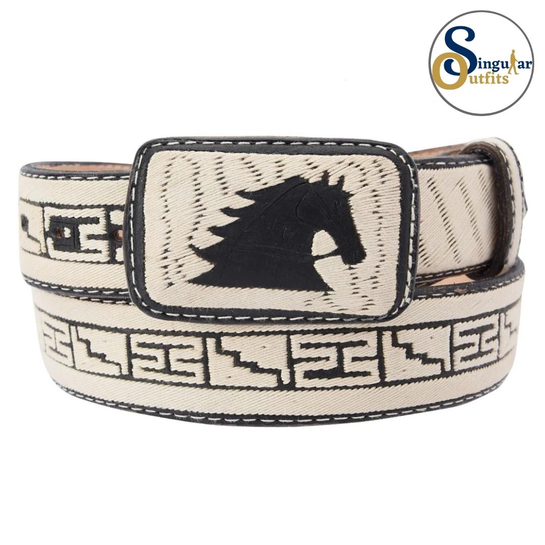 Cinto charro bordado de piel imitación de pita para hombre SO-TM13211 embroidered charro leather belt for men