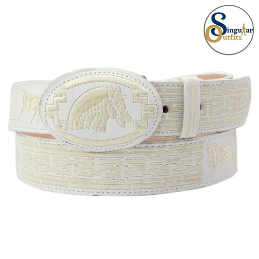 Cinto charro bordado de piel para hombre SO-TM13107 embroidered charro leather belt for men