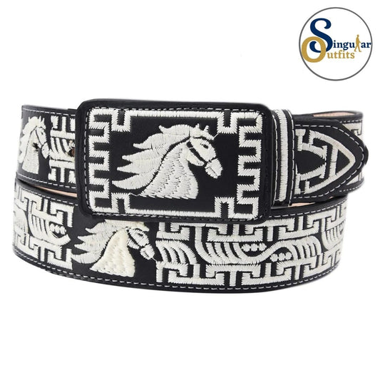 Cinto charro bordado de piel para hombre SO-TM13130 embroidered charro leather belt for men