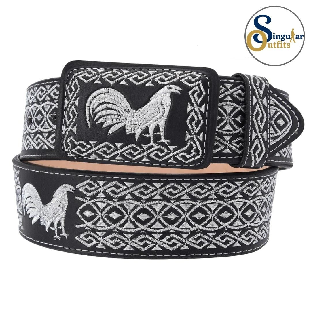 Cinto charro bordado de piel para hombre SO-TM13172 embroidered charro leather belt for men