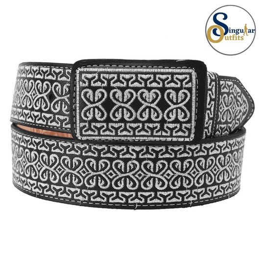 Cinto charro bordado de piel para hombre SO-TM13183 embroidered charro leather belt for men