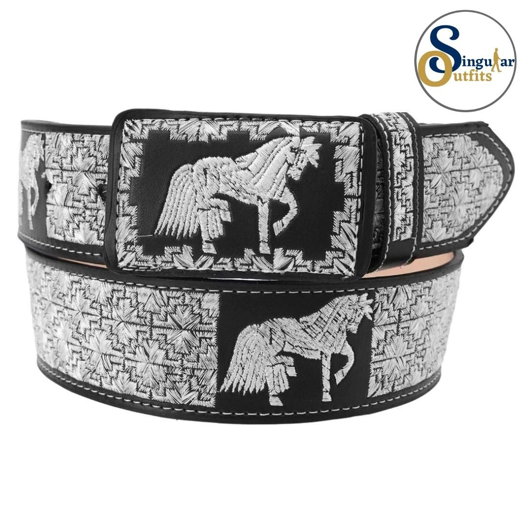Cinto charro bordado de piel para hombre SO-TM13193 embroidered charro leather belt for men