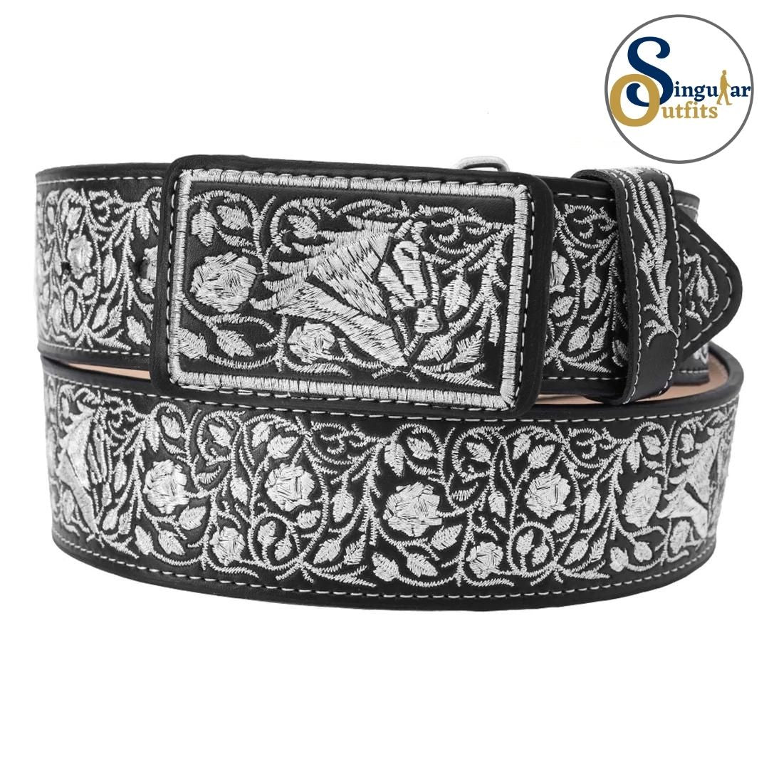 Cinto charro bordado de piel para hombre SO-TM13196 embroidered charro leather belt for men