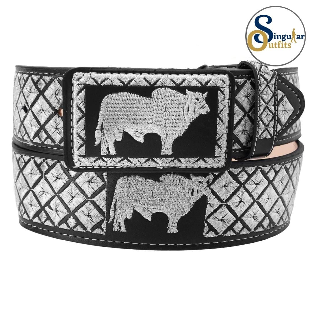 Cinto charro bordado de piel para hombre SO-TM13197 embroidered charro leather belt for men