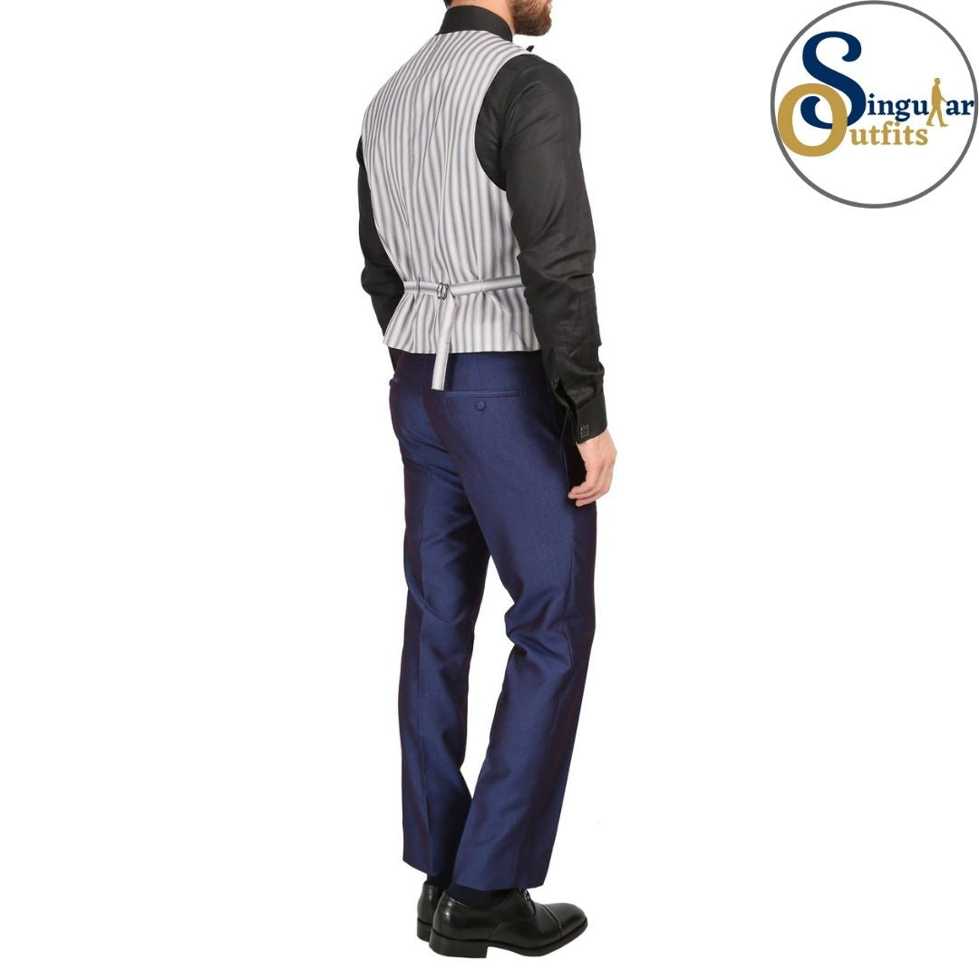 DAXSON Slim Fit 3 Piece Tuxedo Navy Shawl Lapel Singular Outfits Esmoquin Solapa Chal Back Vest