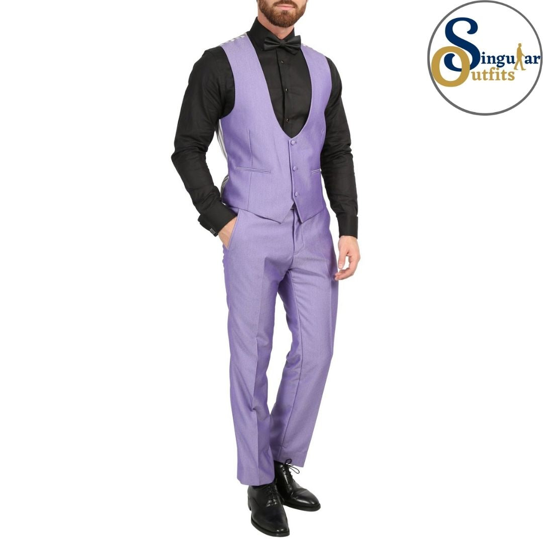 DAXSON Slim Fit 3 Piece Tuxedo Ultra Violet Shawl Lapel Singular Outfits Esmoquin Solapa Chal Vest