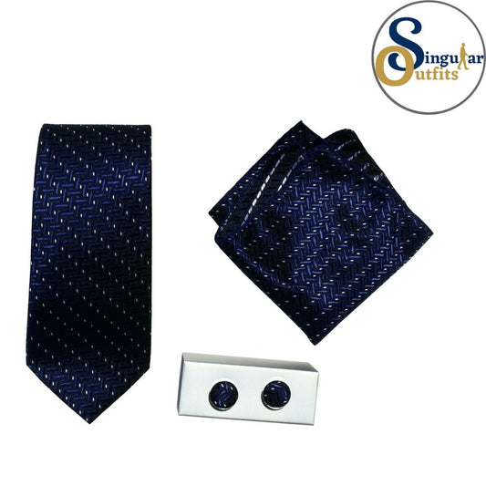 Formal Dress Necktie Box Set OR-0019 Singular Outfits Corbata Pañuelo y Gemelos de Hombre