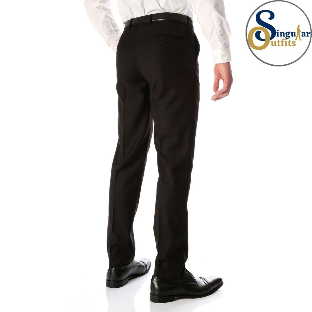 HALO Slim Fit Flat Front Formal Dress Pants Black Singular Outfits Pantalones Formales de Vestir Back Side