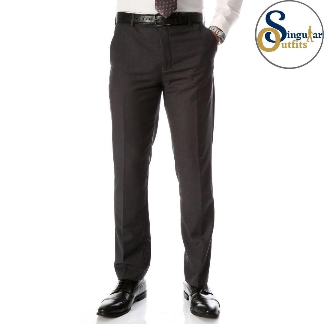 HALO Slim Fit Flat Front Formal Dress Pants Charcoal Singular Outfits Pantalones Formales de Vestir