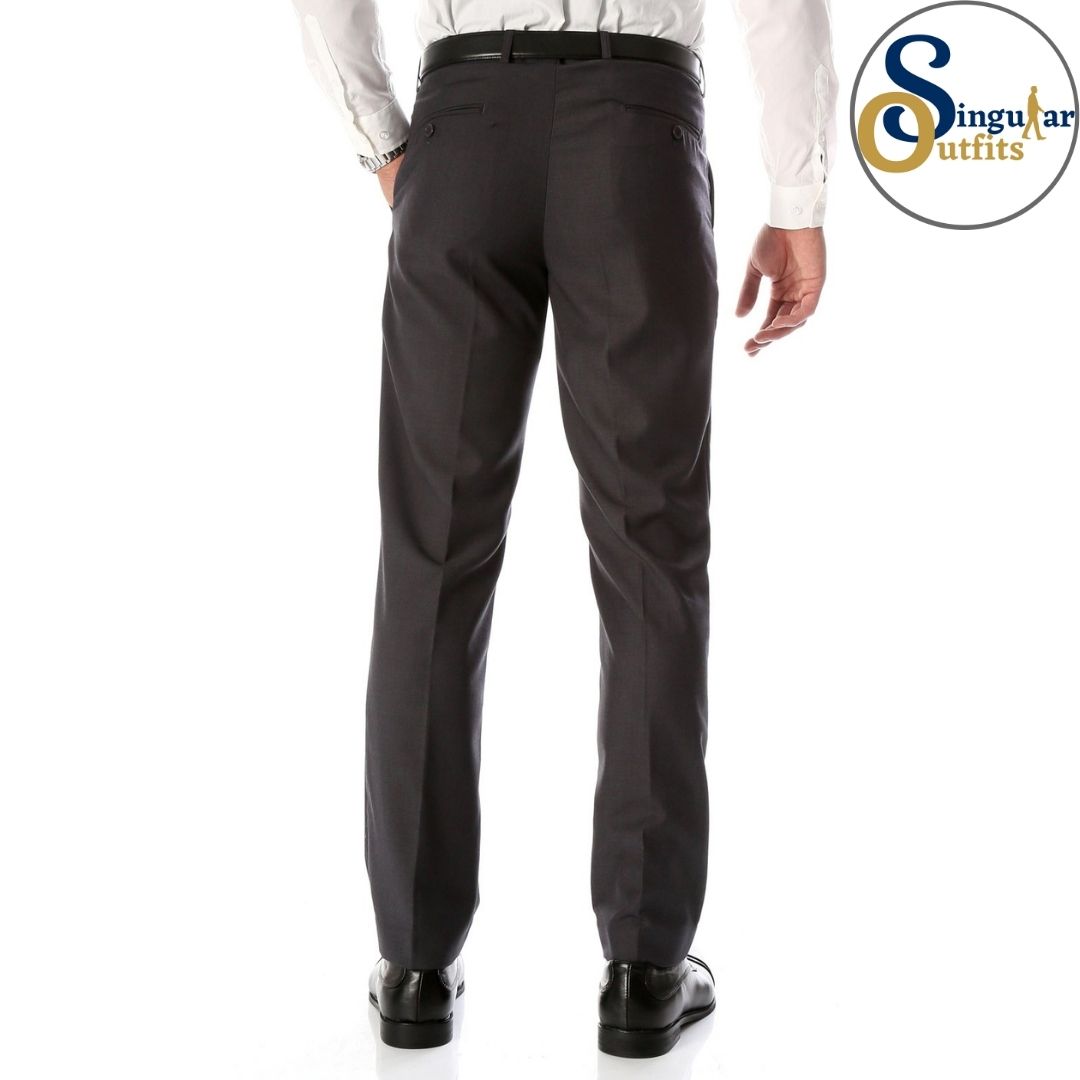 HALO Slim Fit Flat Front Formal Dress Pants Charcoal Singular Outfits Pantalones Formales de Vestir Back
