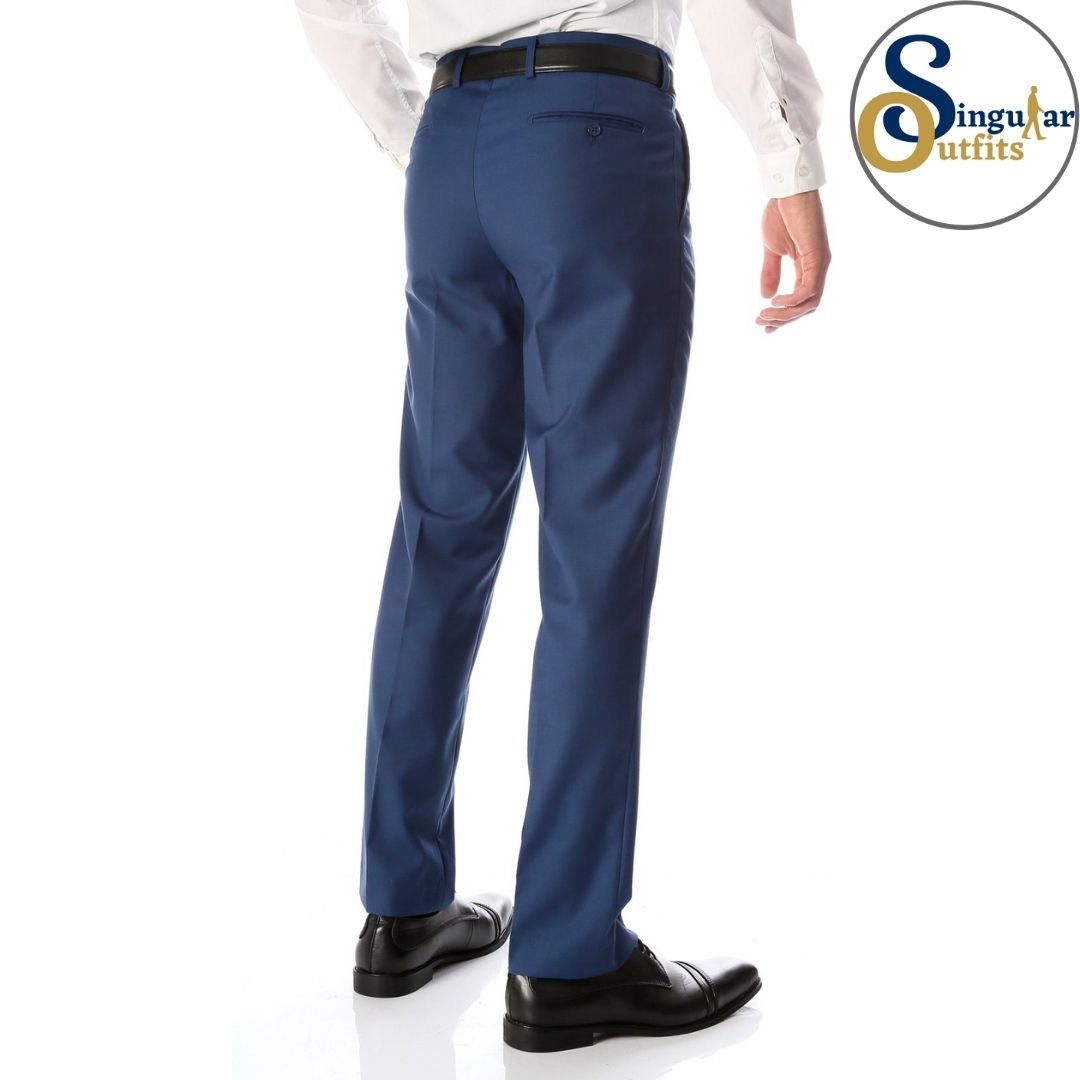 HALO Slim Fit Flat Front Formal Dress Pants Indigo Singular Outfits Pantalones Formales de Vestir Back Side