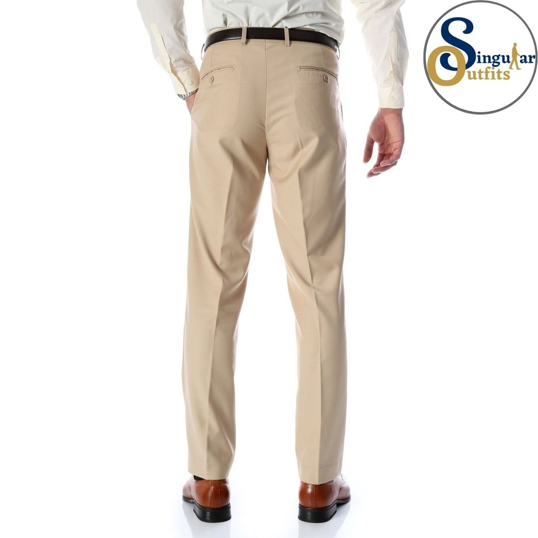 HALO Slim Fit Flat Front Formal Dress Pants Tan Singular Outfits Pantalones Formales de Vestir Back