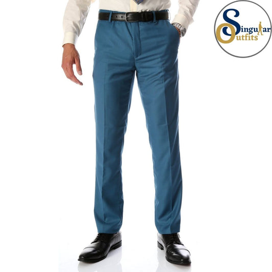 HALO Slim Fit Flat Front Formal Dress Pants Teal Singular Outfits Pantalones Formales de Vestir
