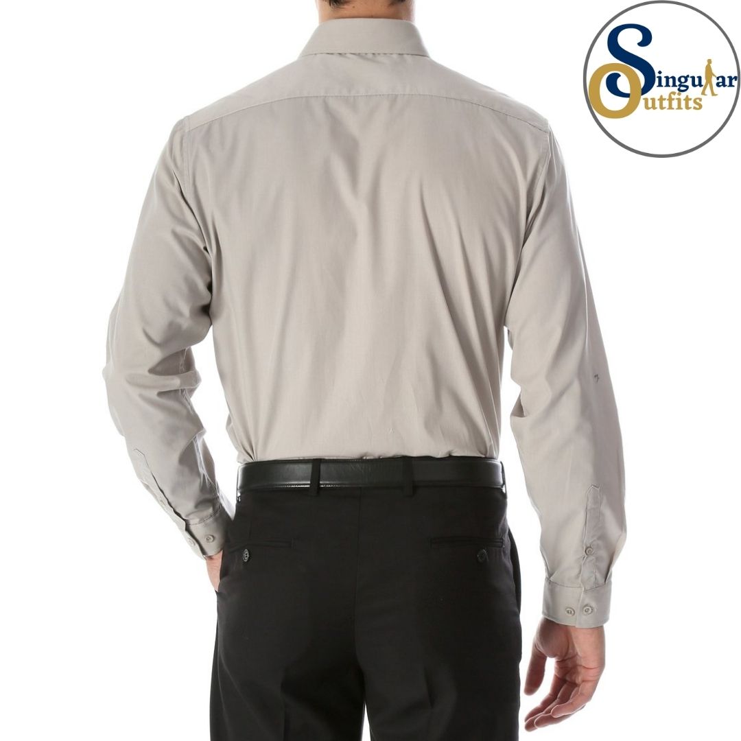 LEO Slim Fit Button Up Formal Dress Shirt Gray Singular Outfits Camisa Formal de Vestir Back