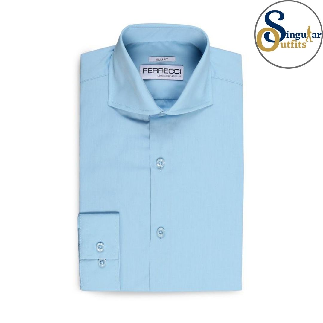 LEO Slim Fit Button Up Formal Dress Shirt Sky Blue Singular Outfits Camisa Formal de Vestir
