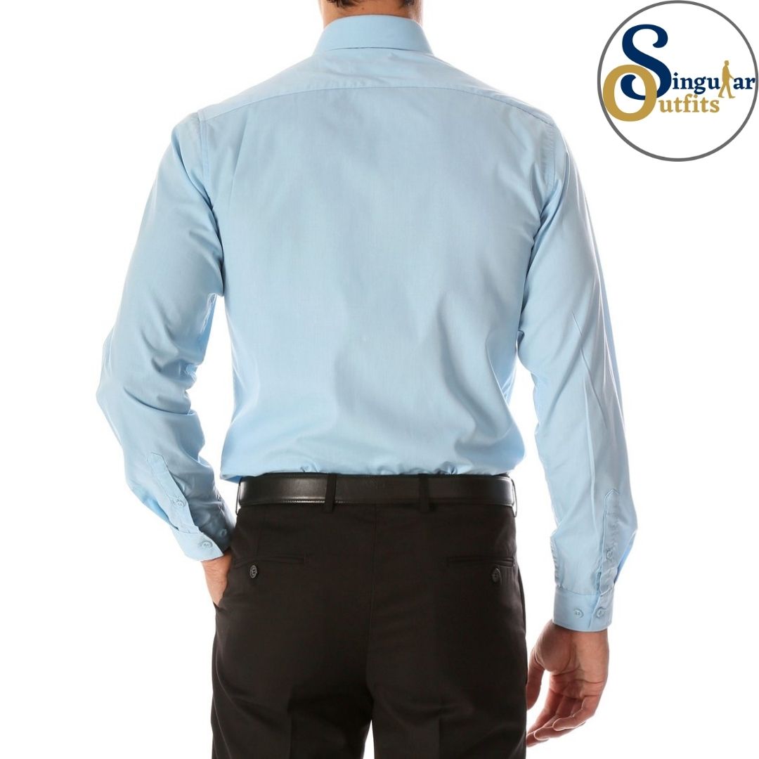 LEO Slim Fit Button Up Formal Dress Shirt Sky Blue Singular Outfits Camisa Formal de Vestir Back