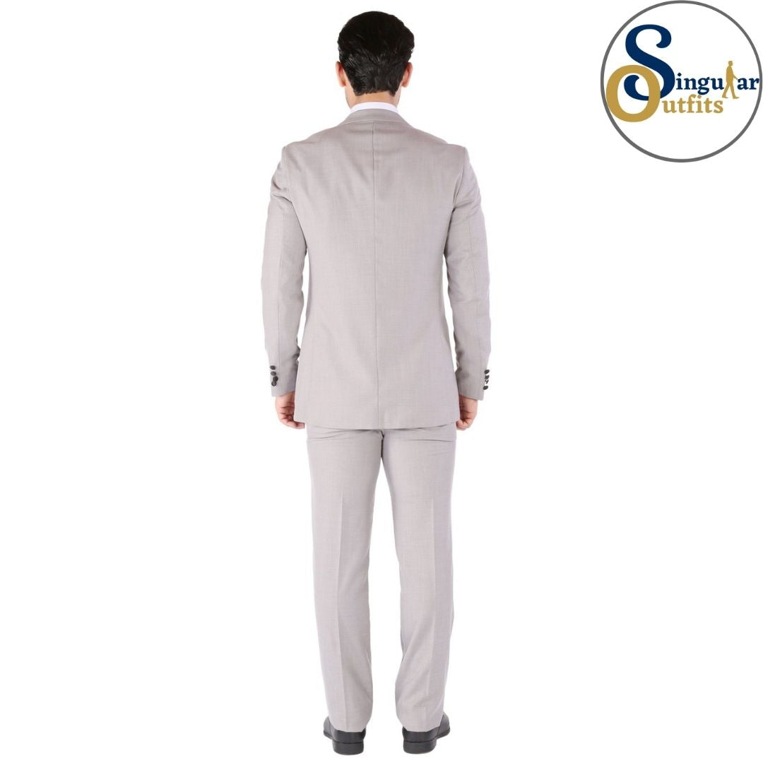 LUNA Slim Fit 3 Piece Tuxedo Gray Peak Lapel Singular Outfits Esmoquin Solapa de Pico Back