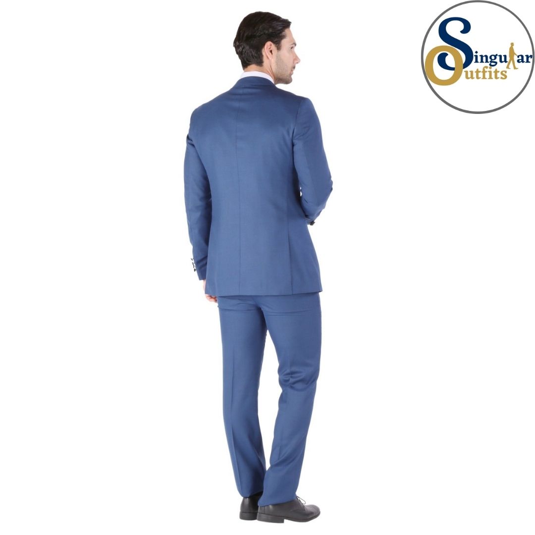 LUNA Slim Fit 3 Piece Tuxedo Indigo Blue Peak Lapel Singular Outfits Esmoquin Solapa de Pico Back