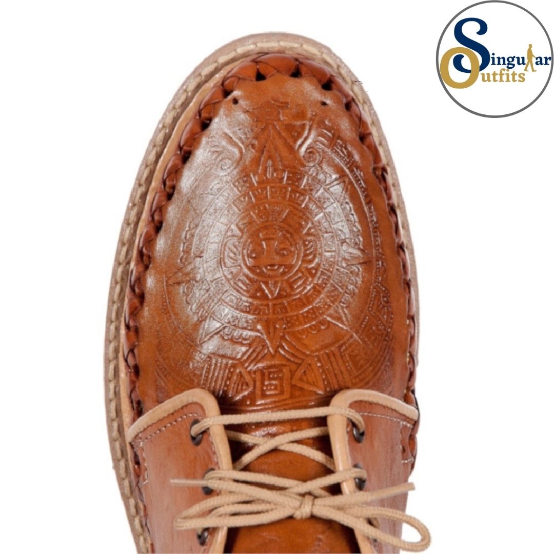 Lace-Up Authentic Mexican Leather Shoes SO-TM31292 Vamp Singular Outfits Autenticos Huaraches Mexicanos
