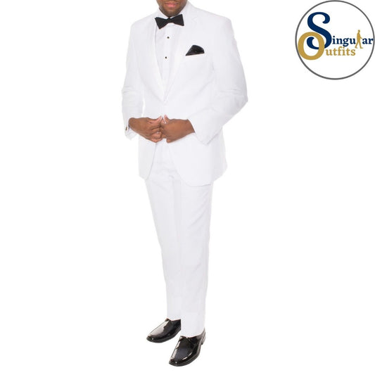 MMTUX Slim Fit 3 Piece Tuxedo White Notch Lapel Singular Outfits Esmoquin Solapa Muesca Front