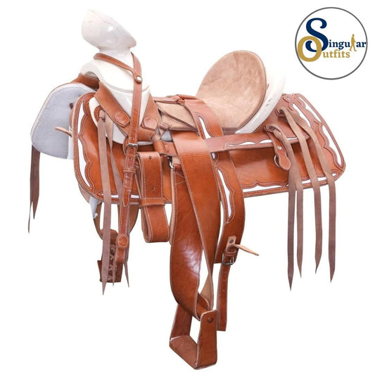 Montura charra Mexicana basto redondo miel SO-WD1068 Mexican Charro Horse Saddle