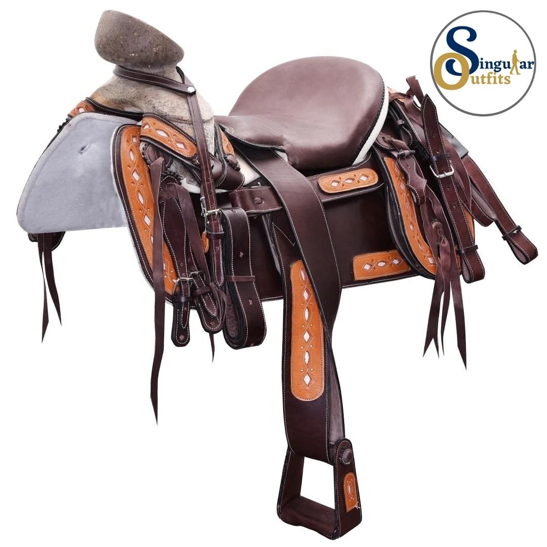 Montura charra Mexicana cafe cantina redonda SO-WD1080 Mexican Charro Horse Saddle