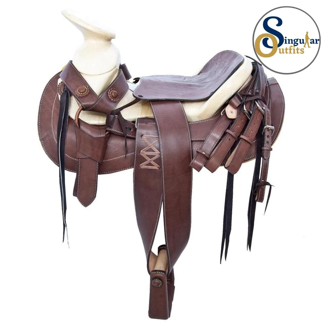 Montura charra Mexicana cafe cola de pato SO-TM65115 Mexican Charro Horse Saddle