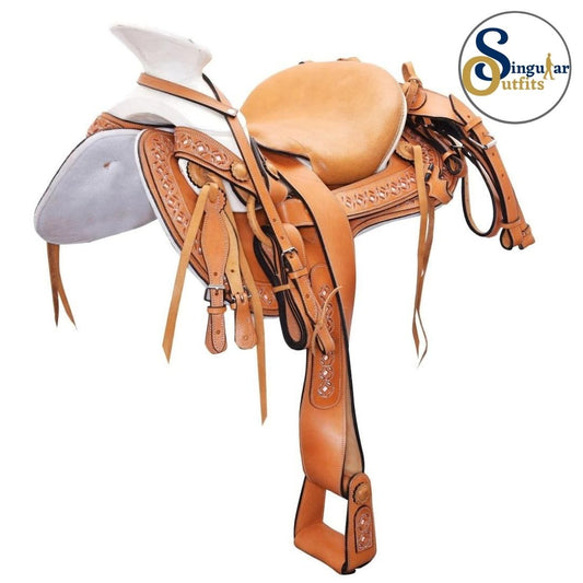 Montura charra Mexicana cola de pato Brown SO-WD1074 Mexican Charro Horse Saddle