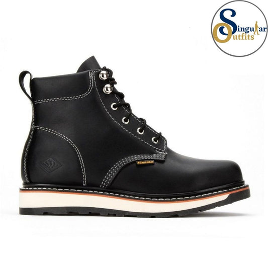 Round Toe Dual Density Work Boots SO-BA642 Black Singular Outfits Botas de Trabajo Negras