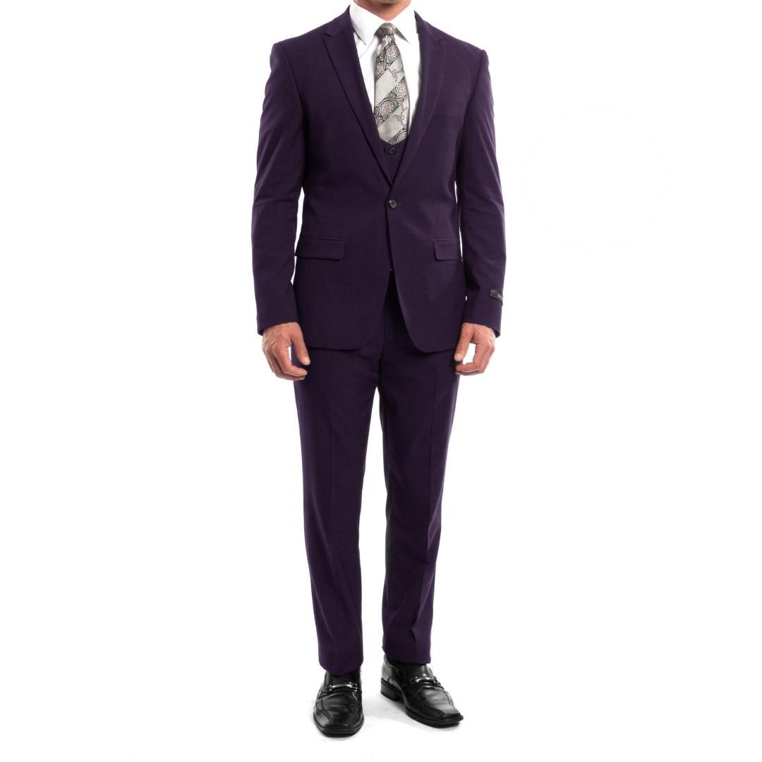 Traje Formal de Tres Piezas Corte Ajustado de hombre solapa de pico SO-M255US04 Three Piece Formal Suit Slim Fit