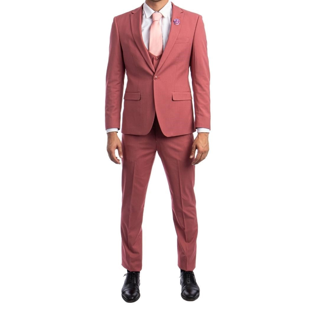 Traje Formal de Tres Piezas Corte Ajustado de hombre solapa de pico SO-M255US06 Three Piece Formal Suit Slim Fit