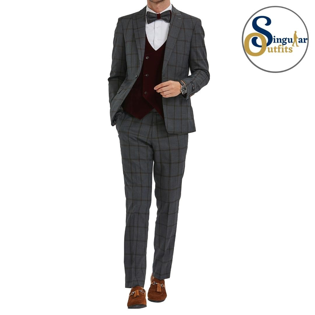 Traje Formal de Tres Piezas Corte Delgado de hombre solapa de pico SO-M351SK04 Three Piece Formal Suit Skinny Fit for Men Peak Lapel