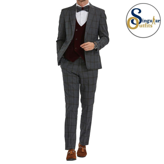 Traje Formal de Tres Piezas Corte Delgado de hombre solapa de pico SO-M351SK04 Three Piece Formal Suit Skinny Fit for Men Peak Lapel