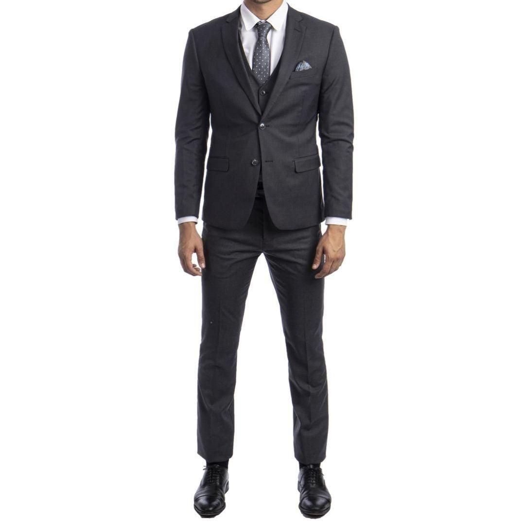 Traje Formal de Tres Piezas Corte Ultra Ajustado de hombre solapa de Muesca SO-M282SK03 Three Piece Formal Suit Ultra Slim Fit for Men Notch Lapel