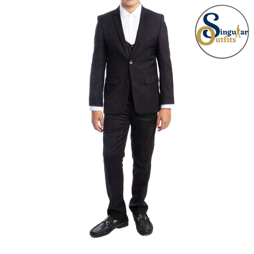 Traje Formal de Tres Piezas para niño Corte Ajustado de Hombre Solapa de Muesca SO-PB40101 Three Piece Formal Suit  for Kids Slim Fit for Men Notch Lapel