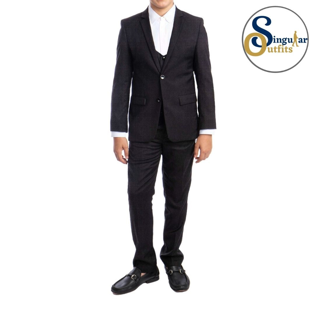 Traje Formal de Tres Piezas para niño Corte Ajustado de Hombre Solapa de Muesca SO-PB40101 Three Piece Formal Suit  for Kids Slim Fit for Men Notch Lapel