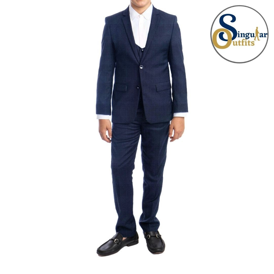 Traje Formal de Tres Piezas para niño Corte Ajustado de Hombre Solapa de Muesca SO-PB40102 Three Piece Formal Suit  for Kids Slim Fit for Men Notch Lapel