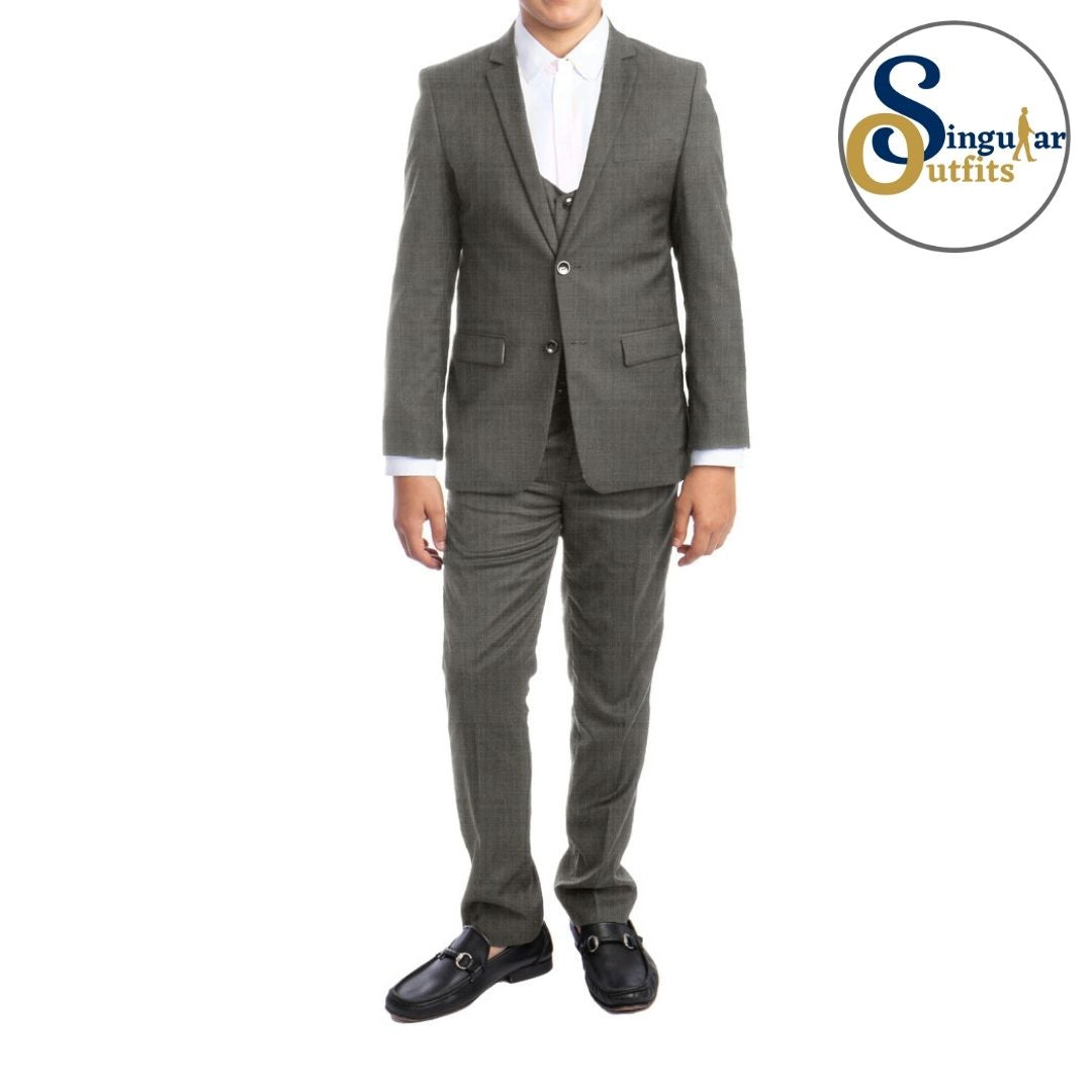 Traje Formal de Tres Piezas para niño Corte Ajustado de Hombre Solapa de Muesca SO-PB40103 Three Piece Formal Suit  for Kids Slim Fit for Men Notch Lapel
