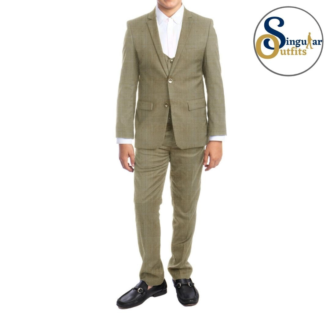 Traje Formal de Tres Piezas para niño Corte Ajustado de Hombre Solapa de Muesca SO-PB40104 Three Piece Formal Suit  for Kids Slim Fit for Men Notch Lapel