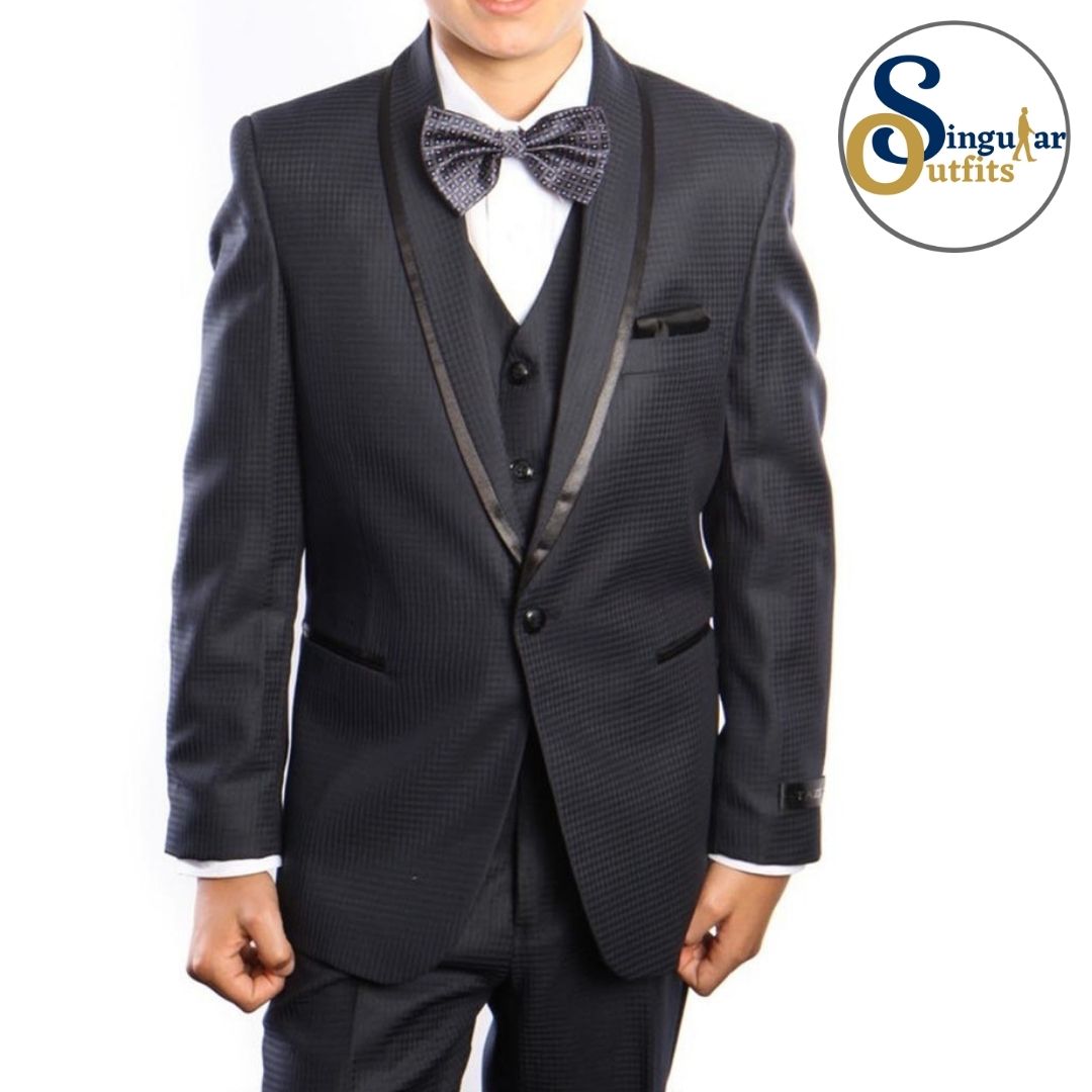Traje Formal de Tres Piezas para niño Corte Clasico de Hombre Solapa de Chal SO-B38702 Three Piece Formal Suit for Kids Classic Fit for Men Shawl Lapel