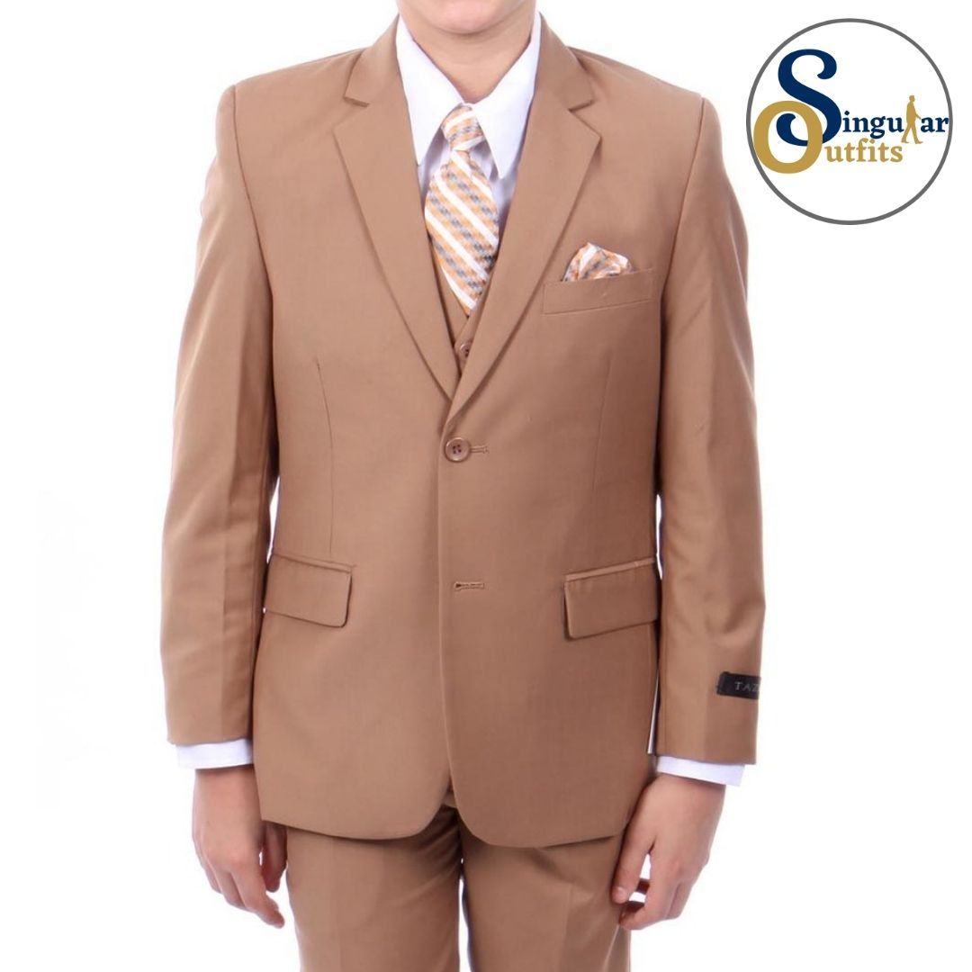 Traje Formal de Tres Piezas para niño Corte Clasico de Hombre Solapa de Muesca SO-B36303 Three Piece Formal Suit for Kids Classic Fit for Men Notch Lapel