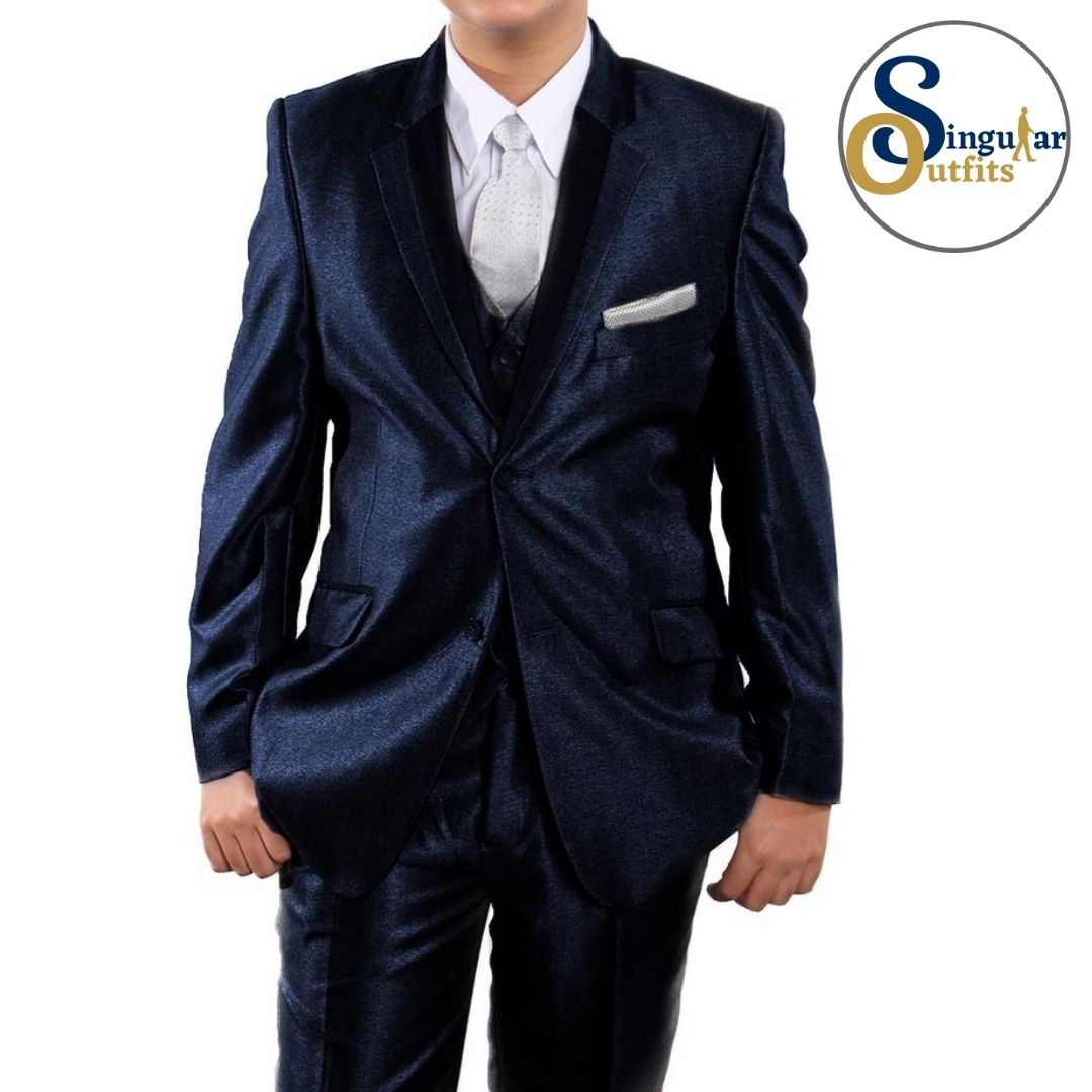 Traje Formal de Tres Piezas para niño Corte Clasico de Hombre Solapa de Muesca SO-B37802 Three Piece Formal Suit  for Kids Classic Fit for Men Notch Lapel