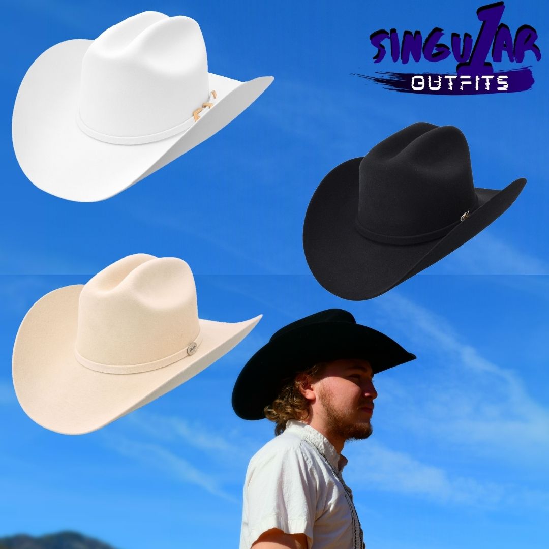 Sombrero texana fina de fieltro de hombre | Men's fine felt Texan hat
