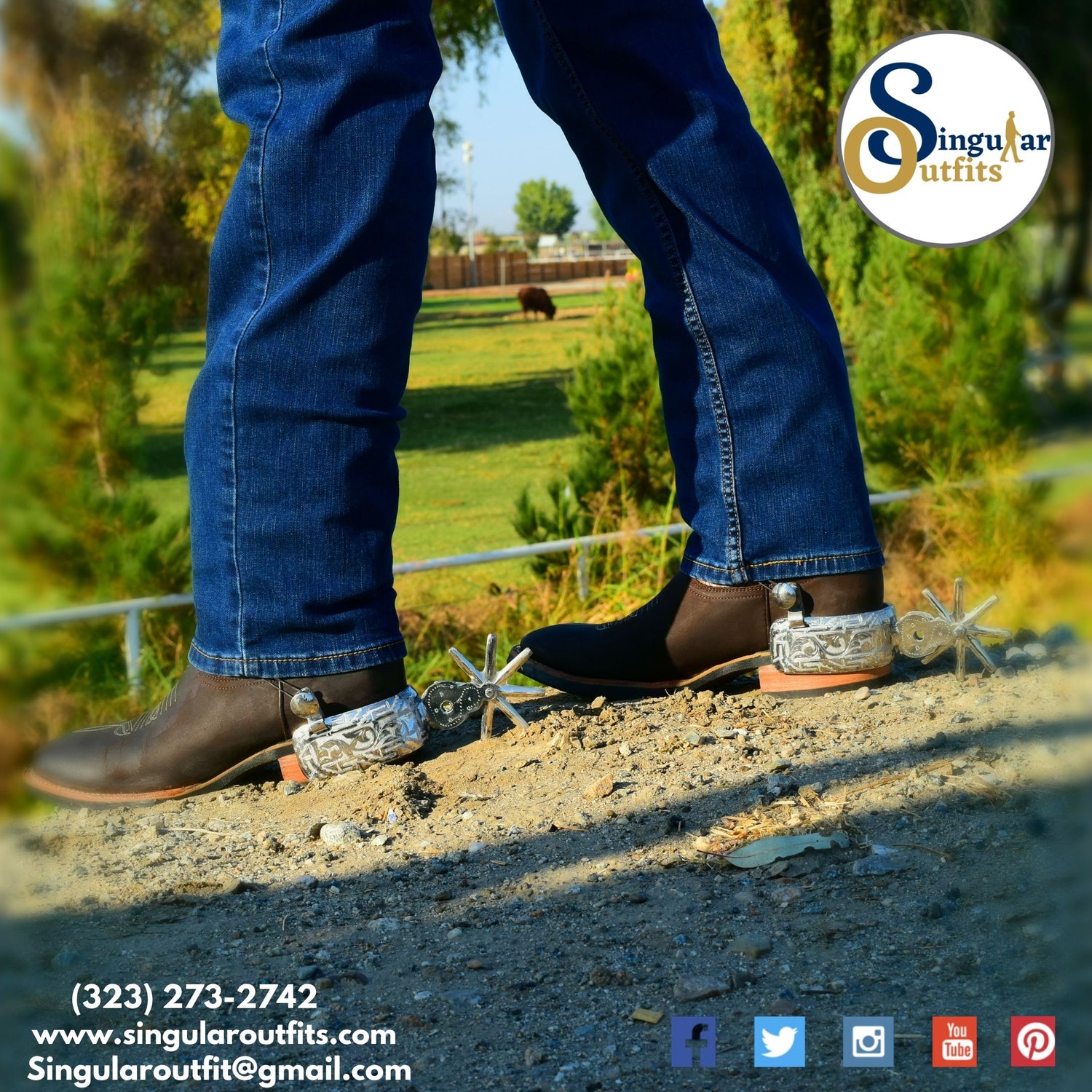Espuelas charras finas gravadas de Singular Outfits cowboy spurs