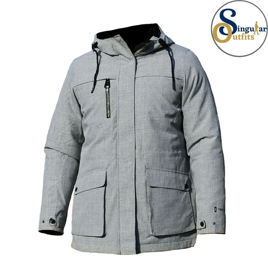 Chamarra Fina de Hombre SO-OR-L1326 Gray Singular Outfits Free Country Removable Double Linen Men's Jacket Front